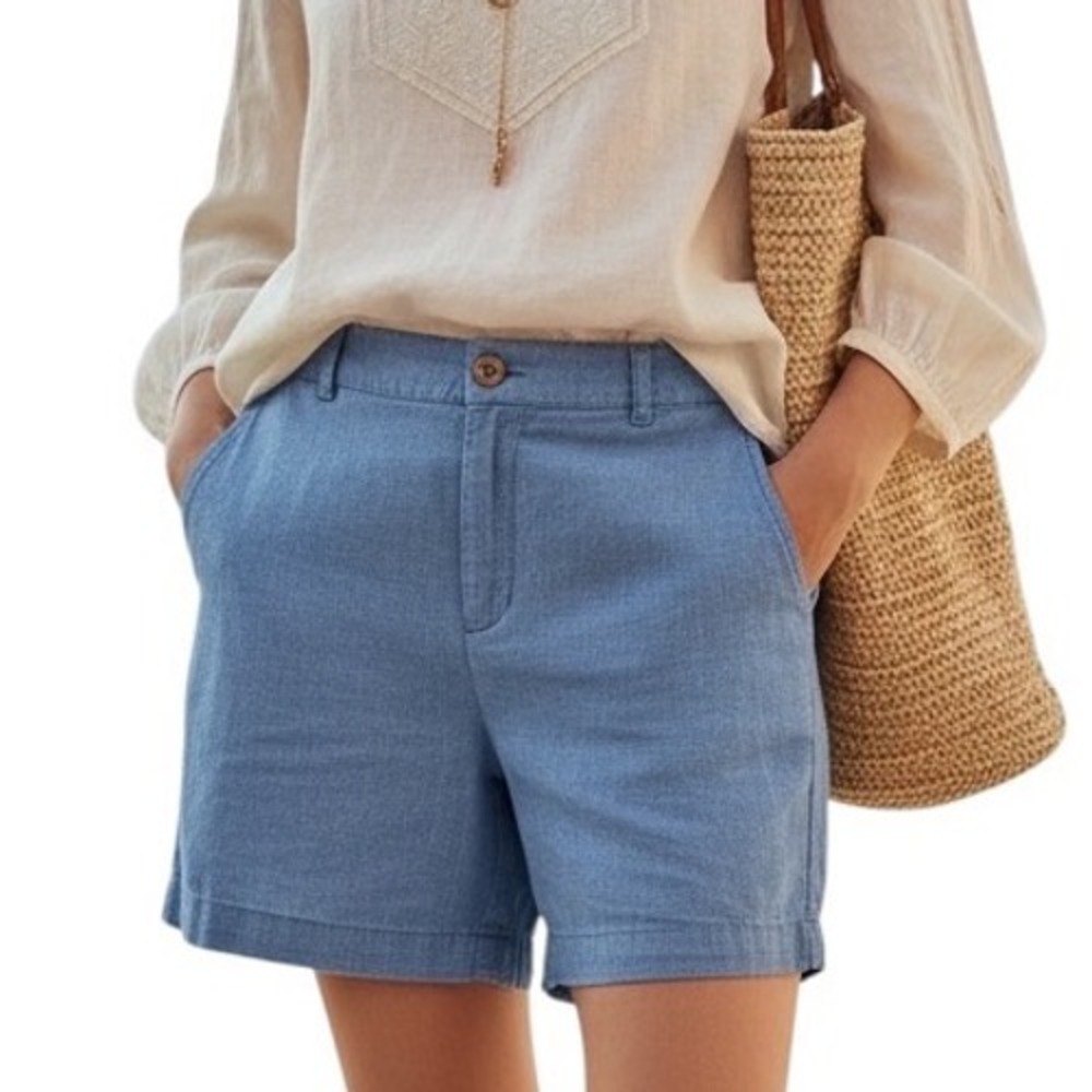 Old Navy Chambray Linen Blend High Rise Shorts Size18 Coastal Grandmother Casual